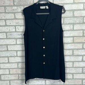 Vintage 90s Private Edition by chicos button down collared sleeveless shirt, 3 L